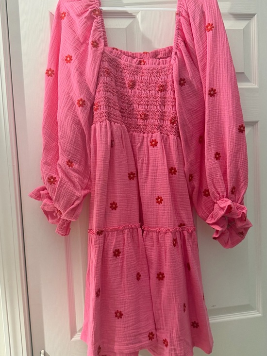 Chic Soul Dresses & Skirts - Chic Soul Pink Midi Dress with Red Floral Appliqué